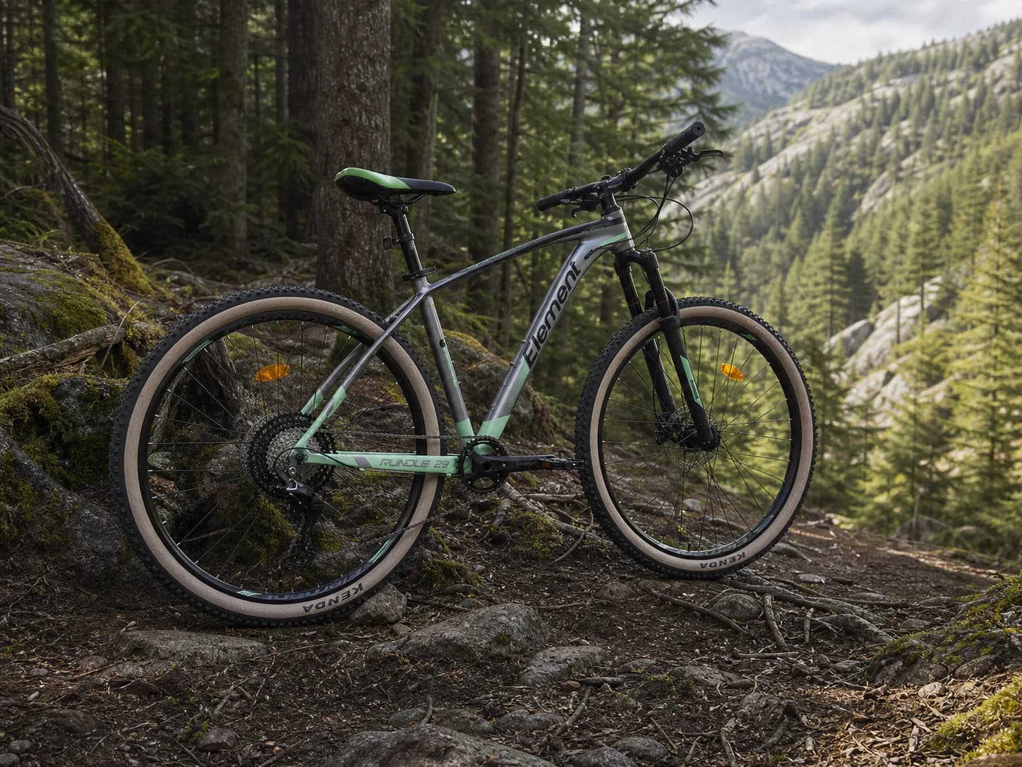 Element Rundle 29 mountain bike on a rocky Canadian mountain trail